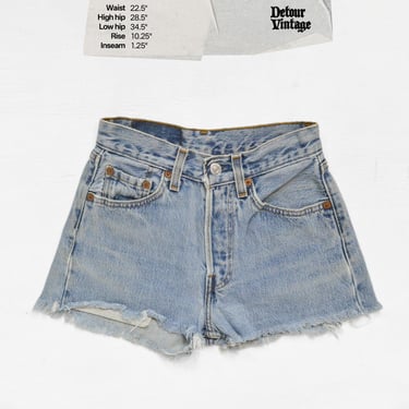 Vintage Levi's 501 Jean Shorts W24 Tag, 22 Waist, 1990s Made in USA, 100% Cotton Denim, Button Fly Cut-offs 
