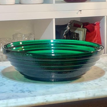 Vintage Blenko Emerald Green Stepped Glass Bowl 11.25" | Mid Century Modern Pyramid Art Glass Centerpiece | MCM Home Decor 