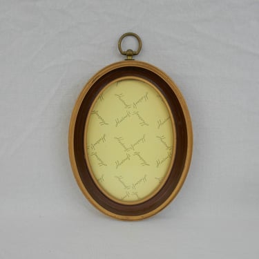 Vintage Oval Picture Frame - Dark Gold and Brown w/ Glass - Hartcraft Molded Plastic - Hang on Wall - Holds 5