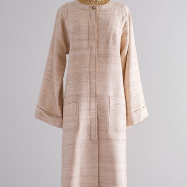 Vintage 1970’s Minimalist Raw Silk Longline Coat / ML