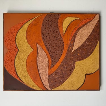 70's Mid-century Whiteread  Mixed Media Texture  Expressionist Abstract Painting, Framed 