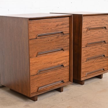Milo Baughman for Drexel Perspective Exotic Mindoro Wood Bedside Chests, Newly Refinished