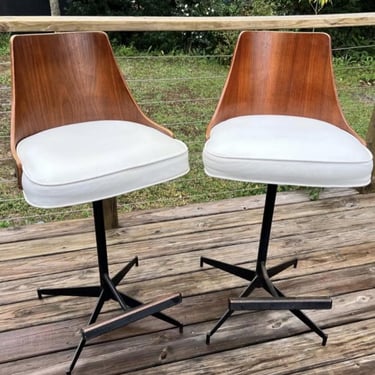 Vintage Swivel Bentwood Back Barstools - set of 2 