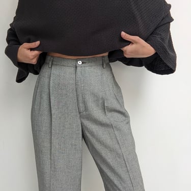 Vintage Woven Pleated Trousers