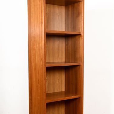 Tall Thin Danish Modern Teak Adjustable Bookcase