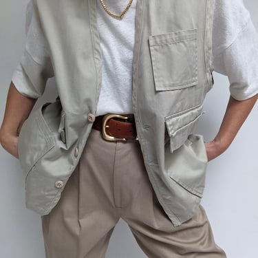 Vintage Thin Khaki Cargo Vest