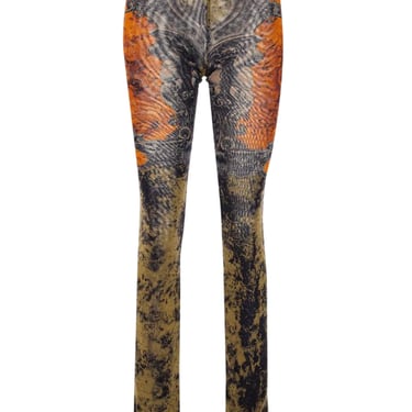 Jean Paul Gaultier Women Stretchy, Straight-Leg Flared Pants With Graphic Print