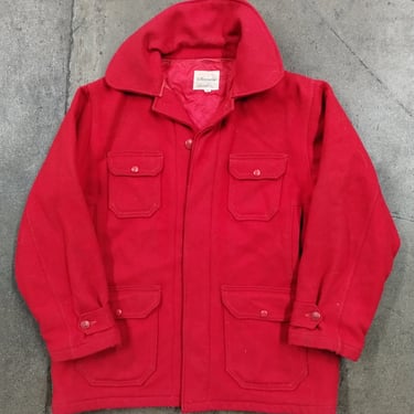 M 70s Westernfield Outdoorsman Wool Red Flannel Chore Shacket Jacket 1970s 1980s Medium Fisherman Outdoors Layering Fall Autumn 