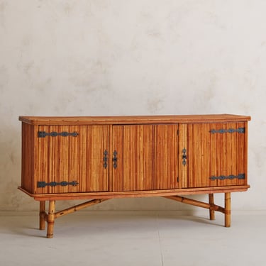 Bamboo Sideboard Attributed to Audoux & Minet, France 1950s