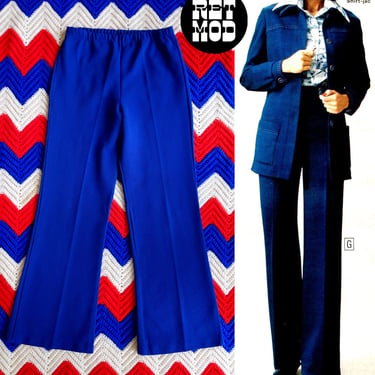 Comfy Vintage 60s 70s Dark Blue Polyester Pants 