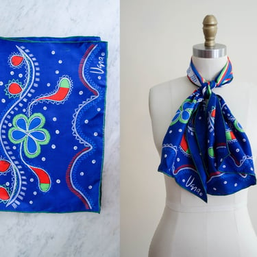 Vera scarf | blue neck scarf | folk pattern scarf 