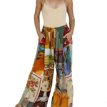 Morphew Collection Patchwork Silk Made From Vintage Scarfs Pants 