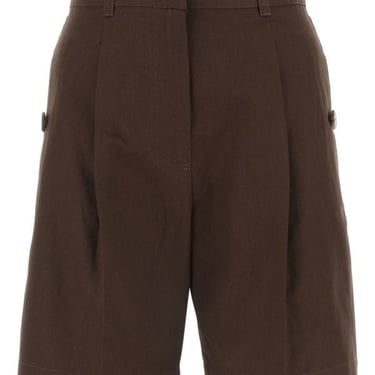 Weekend Max Mara Woman Dark Brown Cotton Blend Afa Shorts