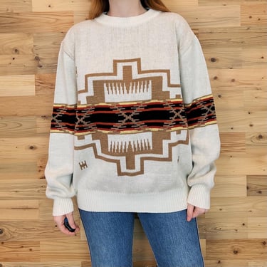 Vintage 70's Southwestern Aztec Knit Sweater 