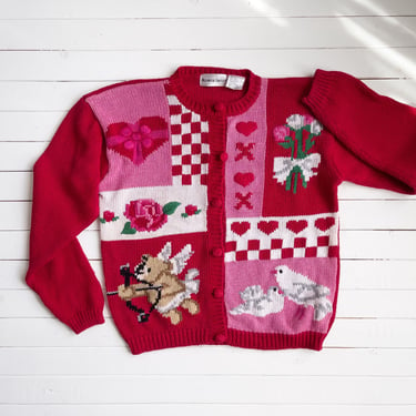 cottagecore sweater 80s 90s vintage Alexandra Bartlett Valentine's Day heart cupid cardigan 