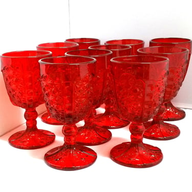 10 Ruby Red L.G. Wright Goblet Glasses 