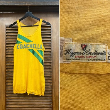 Vintage 1950’s “Coachella” Sport Athletic Jersey Tank Top Shirt, 50’s Athletic Tank Top, Vintage Jersey, Vintage Tank Top, Vintage Clothing 