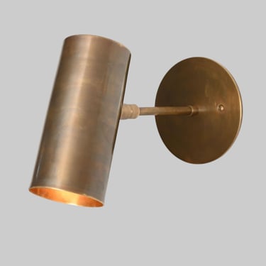 MCM Style Brass Cylinder Wall Sconce 