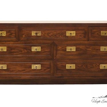 HENREDON FURNITURE Scene One Solid Walnut Italian Campaign Style 64" Double Dresser 9100-03 