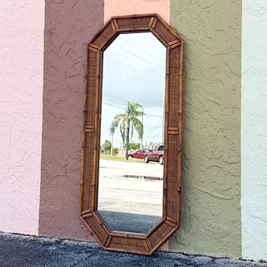 Faux Bamboo and Rattan Octagon Mirror
