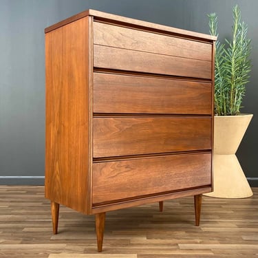 Mid-Century Modern Walnut Highboy Dresser by Bassett Furniture, c.1960’s 