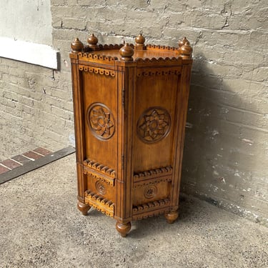 Lane Carved Wood Side Table with Storage