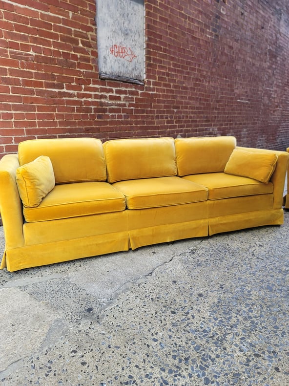 Gold Crushed Velvet Vintage Sofa