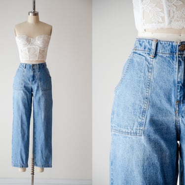 wide leg jeans | 90s y2k vintage high waisted faded denim dungaree cropped ankle jeans 
