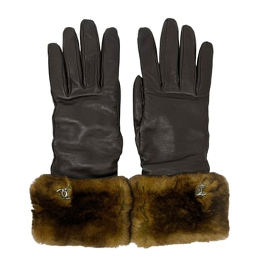 Chanel Brown Fur Gloves