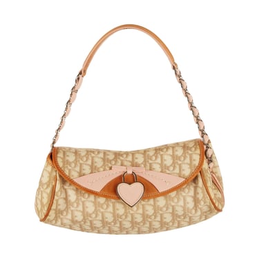 Dior Beige Logo Heart Lock Shoulder Bag