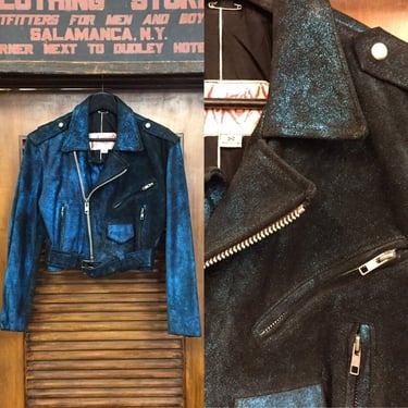 Vintage 1980’s Metallic L.A Roxx Label Motorcycle Jacket, Vintage Biker Jacket, 80’s Punk, New Wave, Vintage Clothing 
