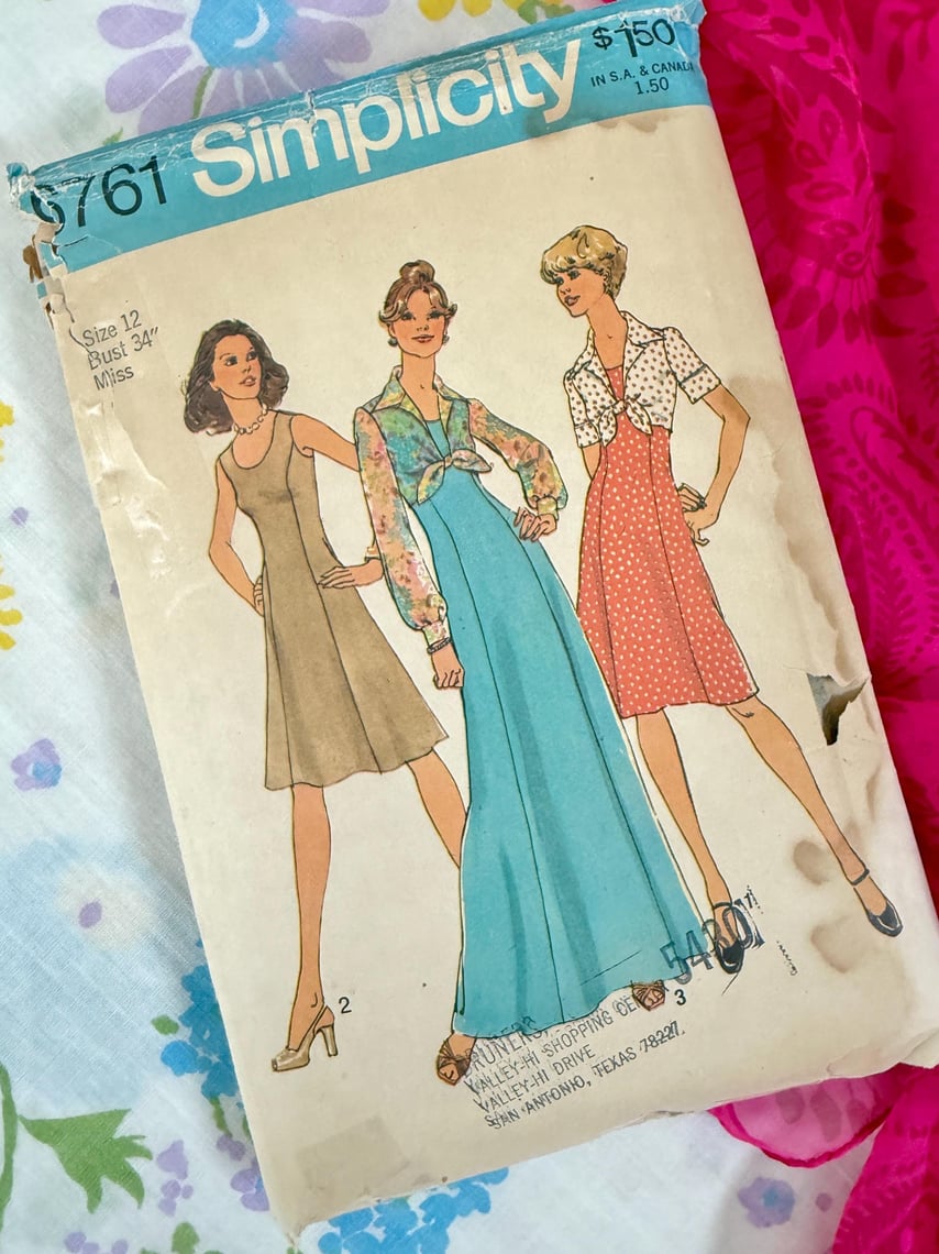 Vintage Sewing Pattern, 70s, Tank Dress, Tie Front Top, Layered | Gab ...