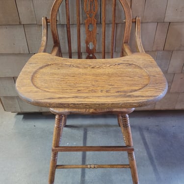 Vintage Carved Wood High Chair with Tray 39.5"x19"x21"
