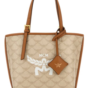 Mcm Women Printed Canvas Mini Himmel Shopping Bag