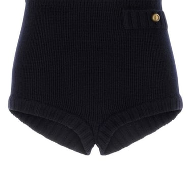 Chloe Women Navy Blue Wool Blend Shorts