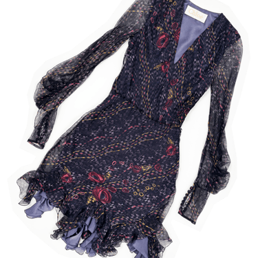 Chloe F/W 1998 silk puff sleeve dress
