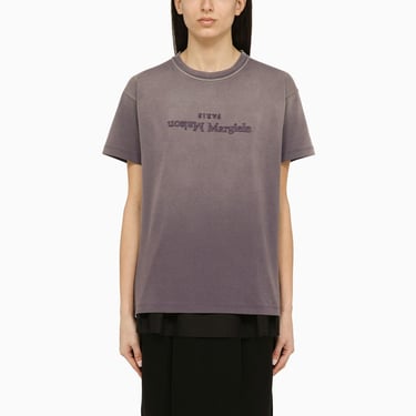 Maison Margiela Aubergine-Coloured Cotton T-Shirt With Reverse Logo Women