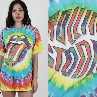 1994 Liquid Blue Rolling Stones Band T Shirt, Tie Dye All Over Print Concert Tee, Vintage 90s Single Stitch Rock T Shirt XL 