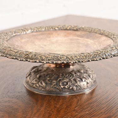 Tiffany & Co. Antique Victorian Repoussé Silverplate Compote Dish, Centerpiece, or Tazza
