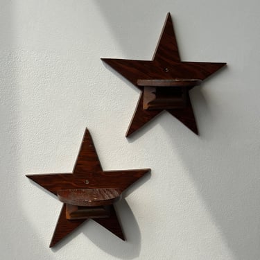 Vintage Laminated Wood Star Wall Shelves, A Pair, Circa 1950s