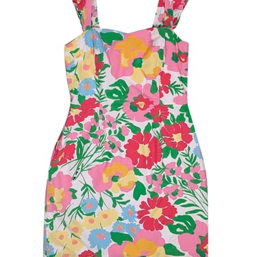 Lilly Pulitzer - Pink, White, Yellow, Blue & Green Floral Print Sleeveless Mini Dress Sz 0