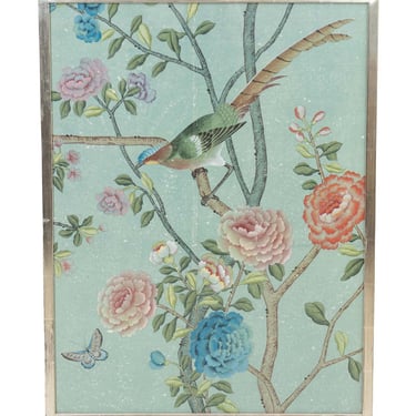 Hand painted Chinoiserie Wall Paper Panel