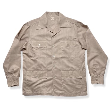 Vintage 1960s/1970s BROOKS BROTHERS Cotton Shirt-Jacket ~ size L ~ Overshirt ~ Safari / Lounge / Leisure / Sport 