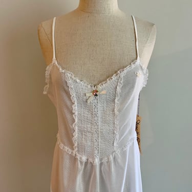 DVF lingerie printed swiss dot and lace white nightgown-size xs/s 