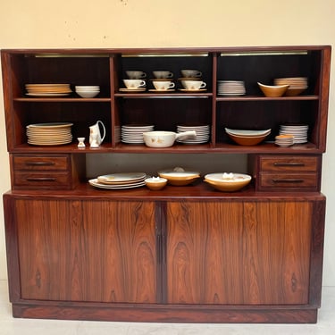 Vintage Danish Rosewood Credenza and Shelving Unit | 1960s mid century modern storage unit | kitchen or dining room furniture 