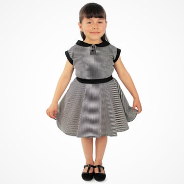 Girl's Striped Black and White Dress 