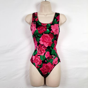 Vintage 90s Rose Floral Swimsuit, Size Large 