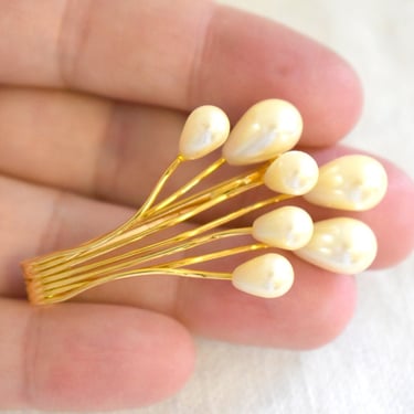 1980s Napier Faux Pearl Brooch 