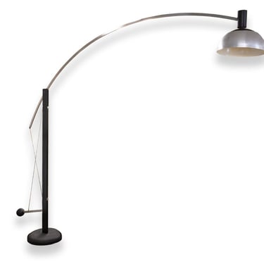L'Arc by Robert Sonneman MCM Large Adjustable Height Rotating Arc Floor Lamp 