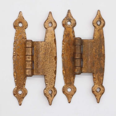Pair of Copper Over Steel Arts & Crafts Cabinet Hinges